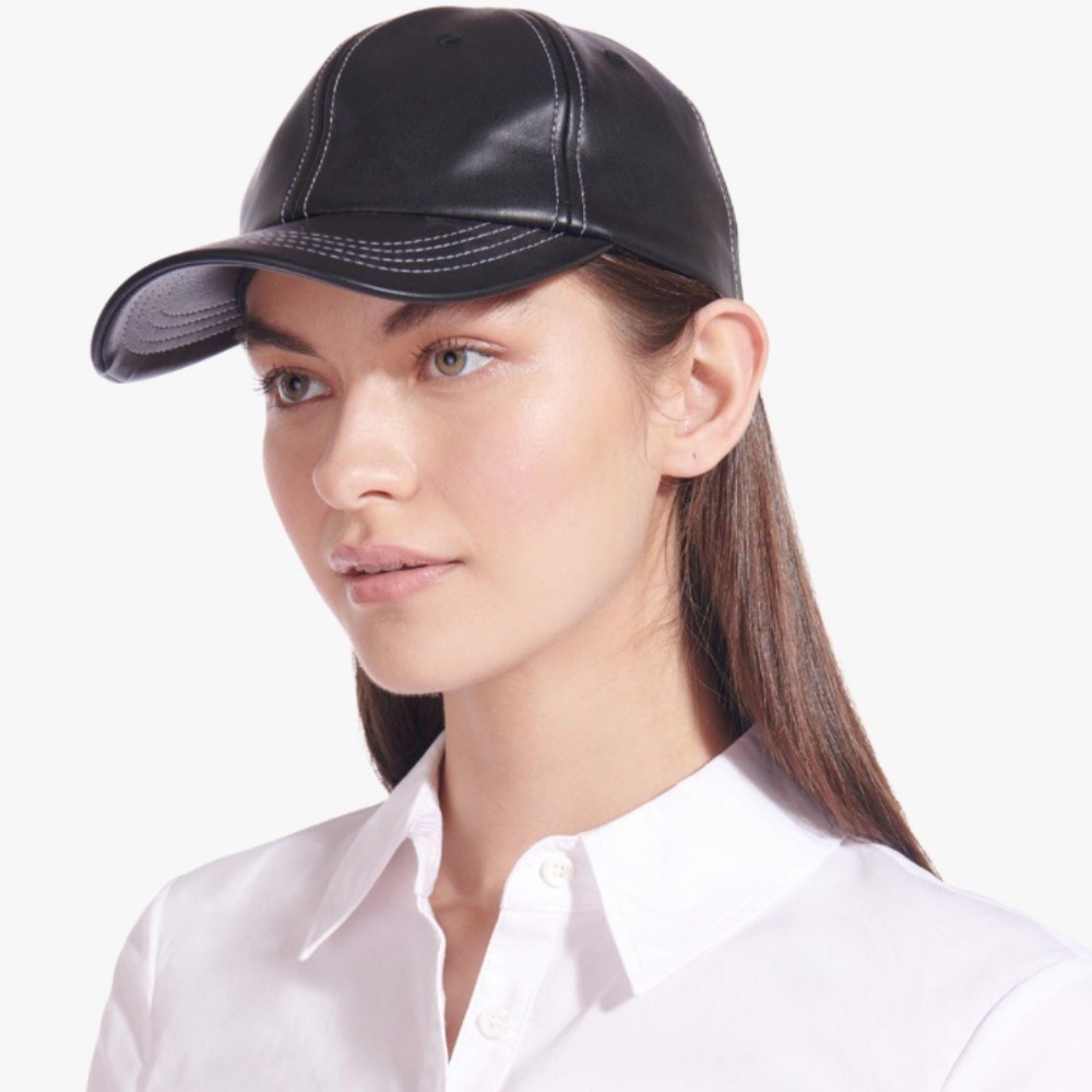 Staud vegan leather baseball cap